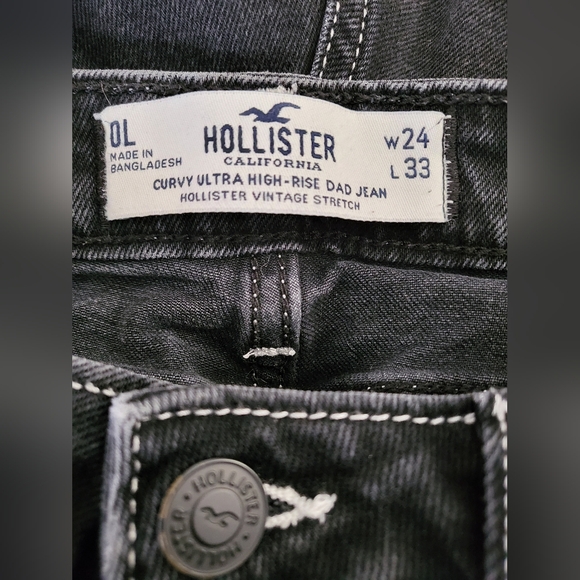 💕Hollister Curvy Ultra High‎ Rise Dad Jean Size 24x33 Womens - Picture 3 of 3
